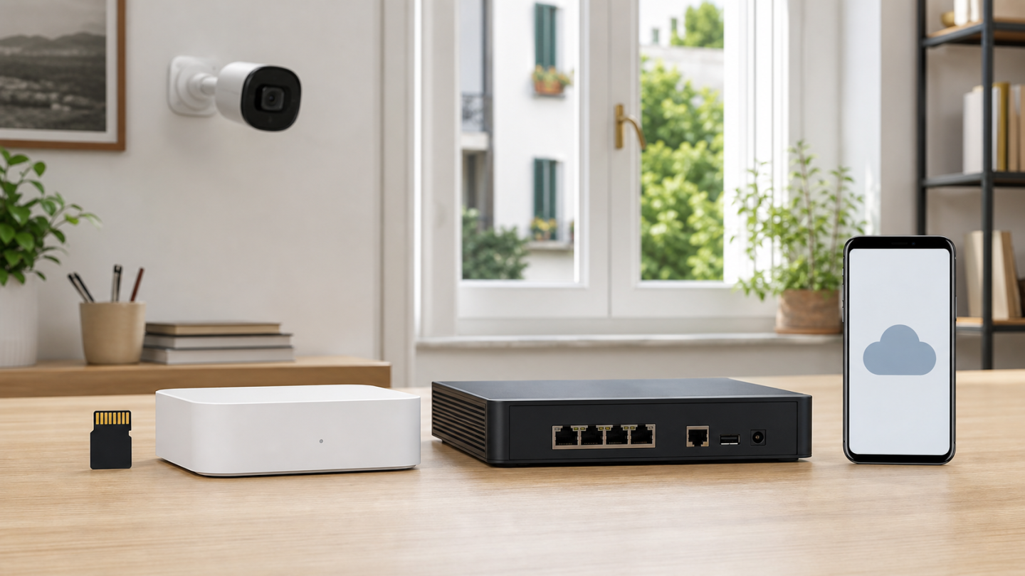 microSD, Home Hub, NVR e cloud per archiviare video di sicurezza