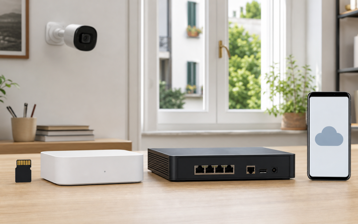 microSD, Home Hub, NVR e cloud per archiviare video di sicurezza