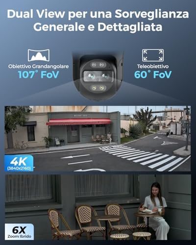 Vista grandangolare e teleobiettivo 4K della telecamera TrackMix WiFi