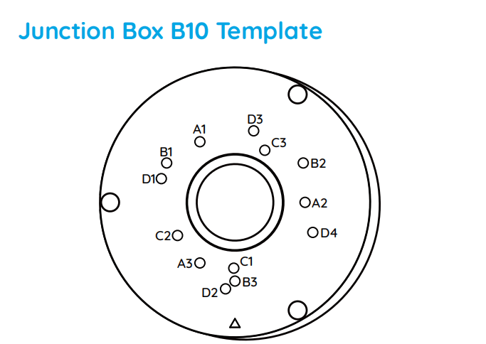 Schema dei fori di montaggio della Reolink Junction Box B10