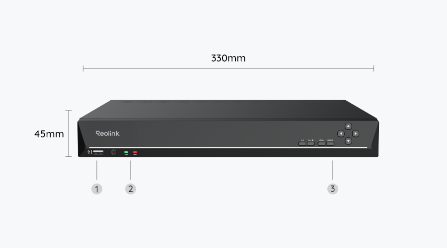 NVR RLN16-410 incluso nel kit Reolink RLK16-1200D8-A con dimensioni indicate
