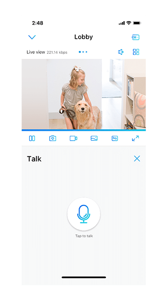 App Reolink con audio bidirezionale della E1 Pro