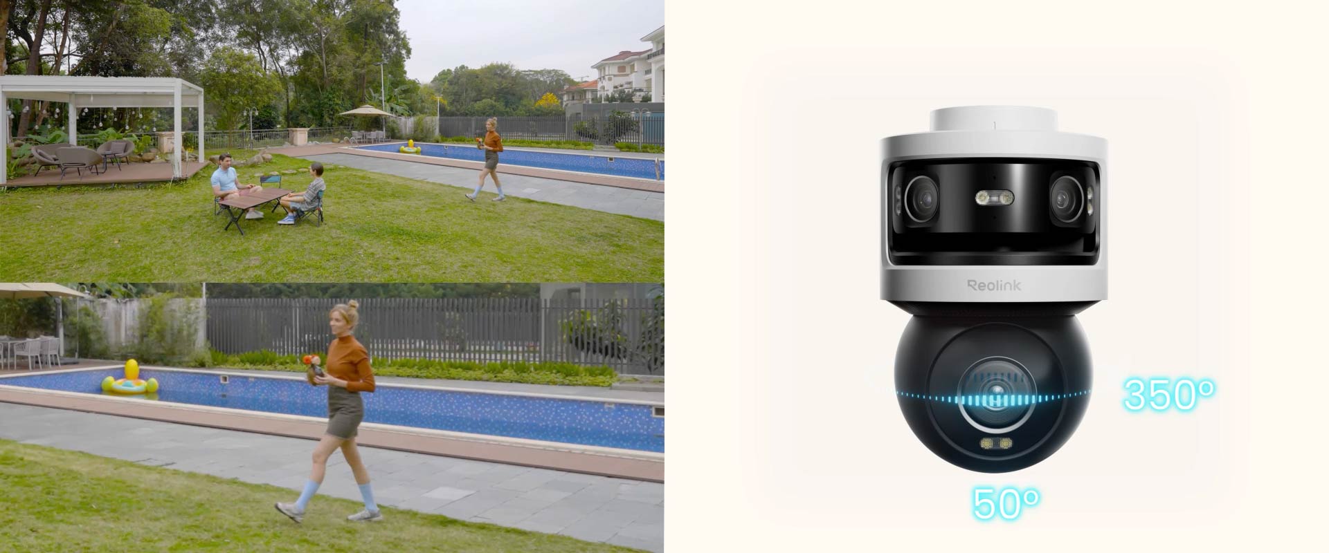 Reolink OMVI 3i WiFi che controlla un giardino